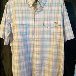 Huk Men's Blue Plaid Shirt